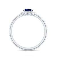 Certified 0.6 Carat Lab Grown Blue Sapphire Flower Promise Ring for Women