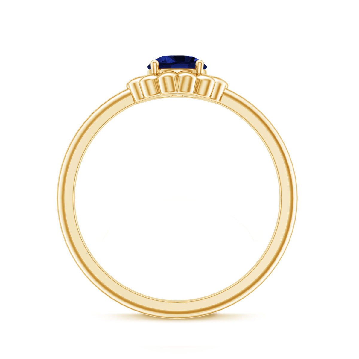 Certified 0.6 Carat Lab Grown Blue Sapphire Flower Promise Ring for Women