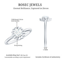 Zircon Floral Solitaire Ring