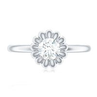 Zircon Floral Solitaire Ring