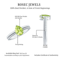 Natural 1 Carat Pear Shaped Peridot Engagement Ring with Diamond