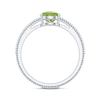 Natural 1 Carat Pear Shaped Peridot Engagement Ring with Diamond