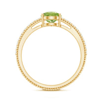 Natural 1 Carat Pear Shaped Peridot Engagement Ring with Diamond