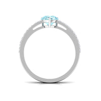 Natural Pear Shape Aquamarine Diamond Engagement Ring with Twisted Rope