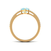 Natural Pear Shape Aquamarine Diamond Engagement Ring with Twisted Rope