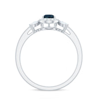 Pear Shaped London Blue Topaz Engagement Ring with Diamond Halo