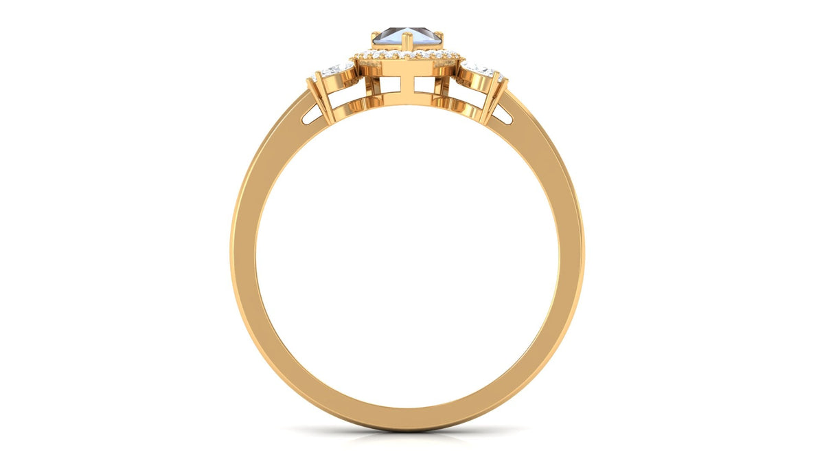 1.25 CT Pear Shape Moonstone Engagement Ring with Diamond Accent