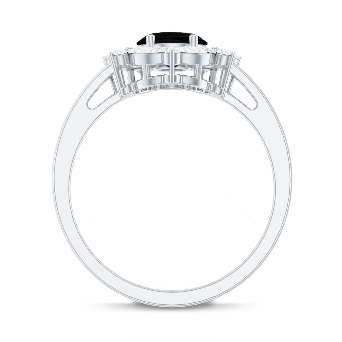 Certified 1.9 Carat Lab Grown Black Diamond Oval Engagement Ring with White Diamond Halo