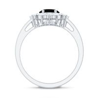 Certified 1.9 Carat Lab Grown Black Diamond Oval Engagement Ring with White Diamond Halo