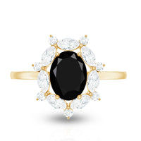 Certified 1.9 Carat Lab Grown Black Diamond Oval Engagement Ring with White Diamond Halo