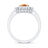 Certified Genuine Citrine Huge Engagement Ring with Moissanite Halo
