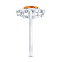 Certified Genuine Citrine Huge Engagement Ring with Moissanite Halo