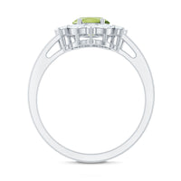 Natural 1 Carat Peridot Oval Engagement Ring with Moissanite