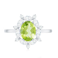 Natural 1 Carat Peridot Oval Engagement Ring with Moissanite