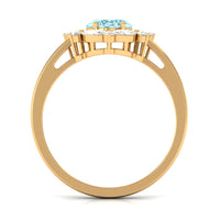 Genuine Aquamarine Vintage Inspired Engagement Ring with Halo
