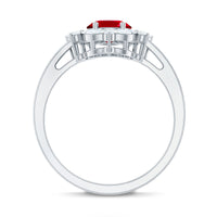 1.5 Carat Oval Shaped Lab Created Ruby Statement Engagement Ring with Diamond