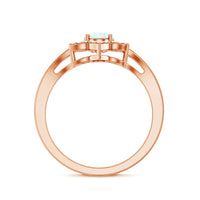 Real Oval Ethiopian Opal Diamond Flower Engagement Ring with Split Shank
