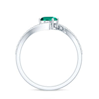 Oval Shaped 5X7 MM Lab Grown Emerald Bypass Engagement Ring