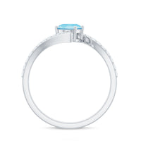 Natural Aquamarine Oval Engagement Ring with Diamond Bypass Shank