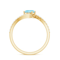 Natural Aquamarine Oval Engagement Ring with Diamond Bypass Shank