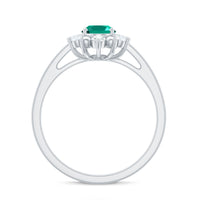 Certified 5X7 mm Oval Lab Grown Emerald Diamond Flower Engagement Ring