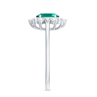 Certified 5X7 mm Oval Lab Grown Emerald Diamond Flower Engagement Ring