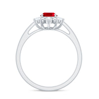Lab Grown Ruby and Diamond Engagement Ring For Her