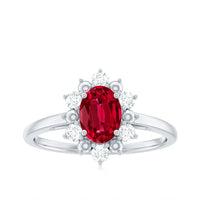 Lab Grown Ruby and Diamond Engagement Ring For Her