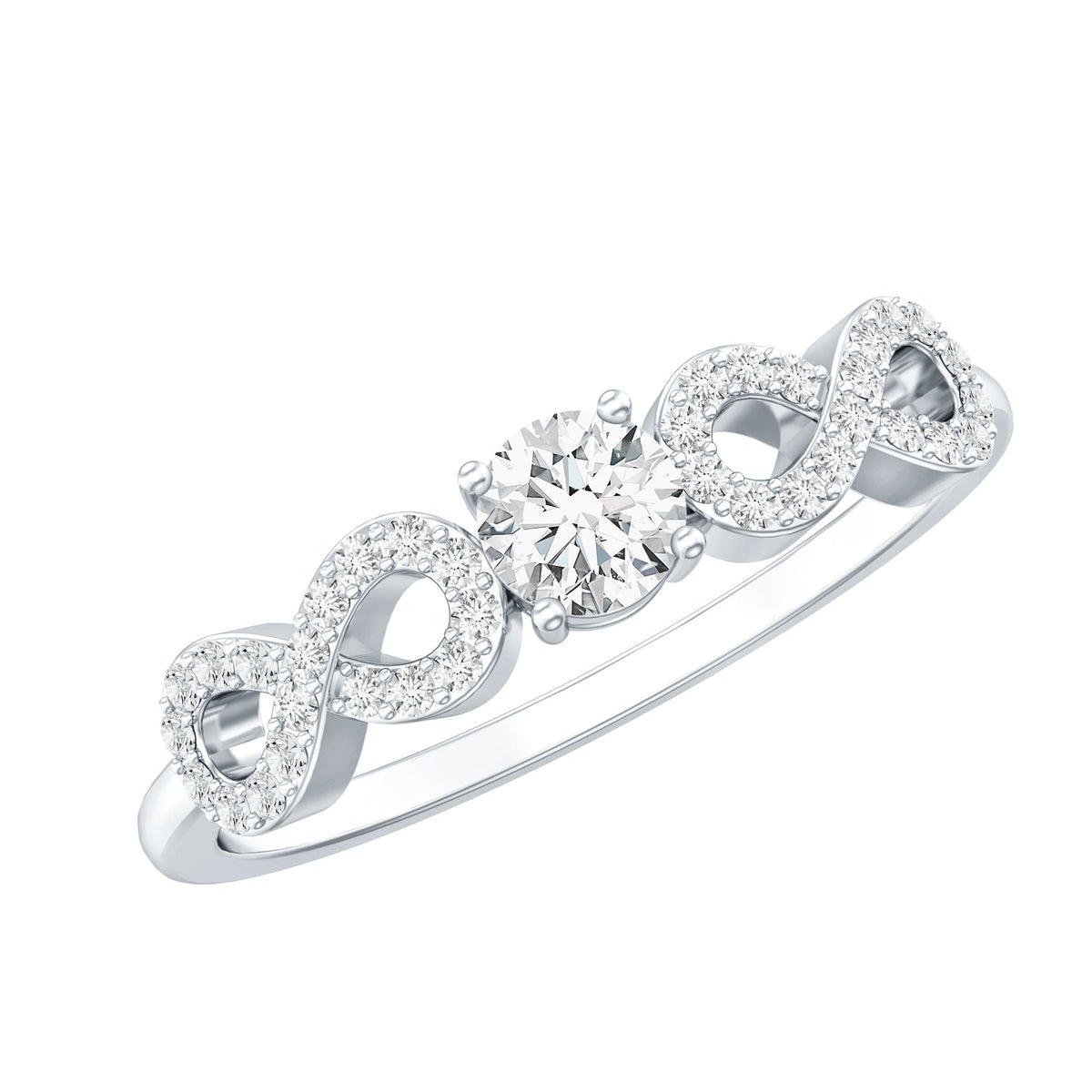 Round Moissanite Infinity Promise Ring with Certificate