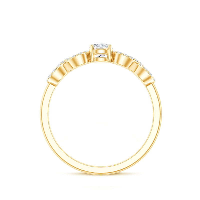 Round moissanite infinity promise ring by Rosec Jewels with certificate, featuring a sleek silver band and sparkling central stone.