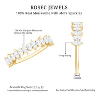 Certified Moissanite Half Eternity Wedding Band Ring