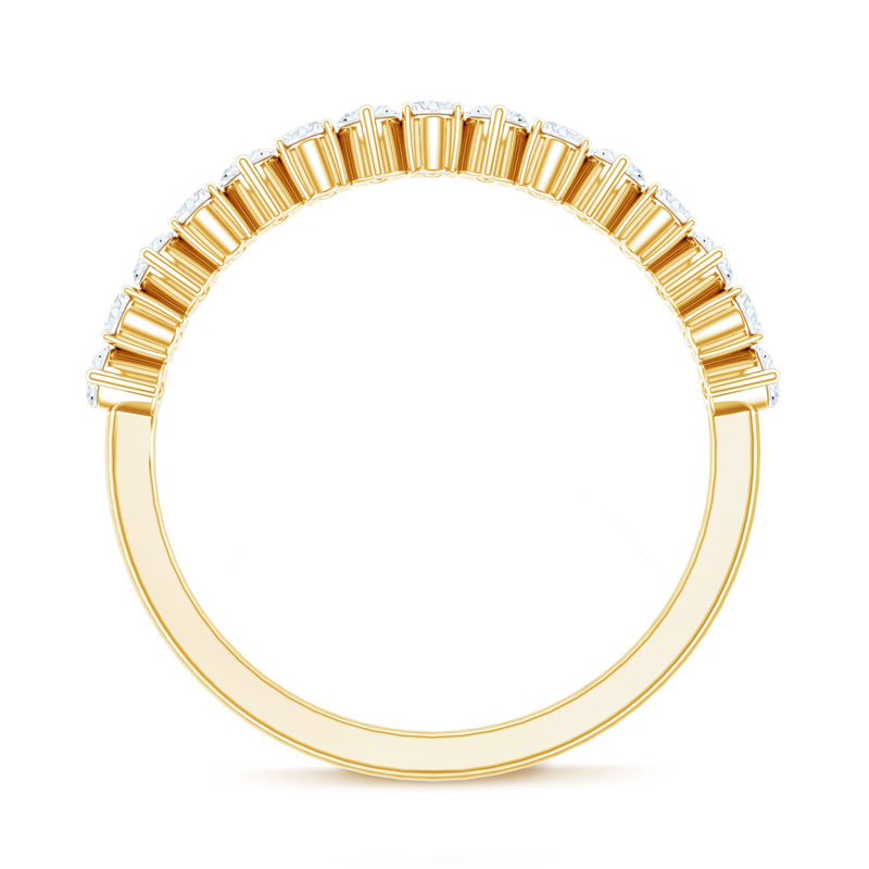 Certified Moissanite half eternity wedding band ring from Rosec Jewels featuring sparkling moissanite stones set in a sleek gold band