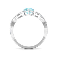 Natural Aquamarine Pear Shaped Engagement Ring with Diamond Infinity Shank