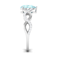 Natural Aquamarine Pear Shaped Engagement Ring with Diamond Infinity Shank
