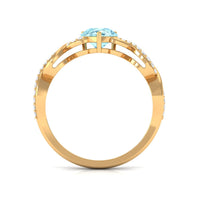 Natural Aquamarine Pear Shaped Engagement Ring with Diamond Infinity Shank