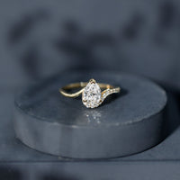 Certified Moissanite Designer Pear Shape Engagement Ring