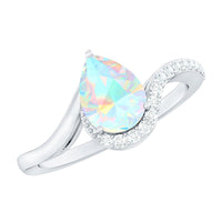 5X7mm Pear Cut Ethiopian Opal Engagement Ring with Diamond