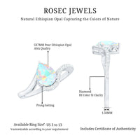 5X7mm Pear Cut Ethiopian Opal Engagement Ring with Diamond