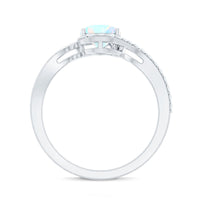 5X7mm Pear Cut Ethiopian Opal Engagement Ring with Diamond