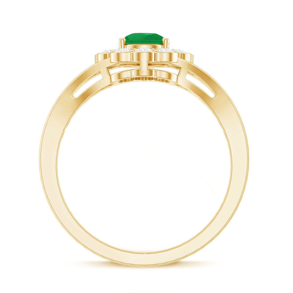 5X7 mm Pear Cut Emerald Engagement Ring with Diamond Halo