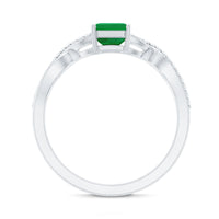 Real Emerald Cut Emerald Engagement Ring with Diamond Twisted Infinity Shank