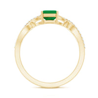 Real Emerald Cut Emerald Engagement Ring with Diamond Twisted Infinity Shank