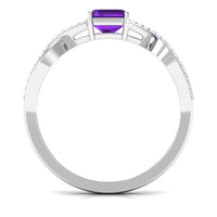 Real 1.4 Carat Amethyst Emerald Cut Engagement Ring with Diamond Infinity Shank
