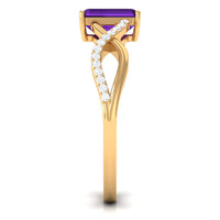 Real 1.4 Carat Amethyst Emerald Cut Engagement Ring with Diamond Infinity Shank