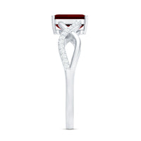Emerald Cut Lab Grown Ruby and Diamond Infinity Engagement Ring