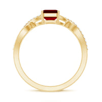 Emerald Cut Lab Grown Ruby and Diamond Infinity Engagement Ring