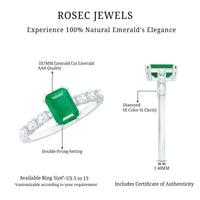 Natural Emerald Diamond Emerald Cut Engagement Ring