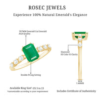 Natural Emerald Diamond Emerald Cut Engagement Ring