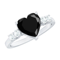 2.4 Carat Lab Grown Black Diamond Heart Engagement Ring with White Diamond