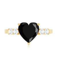 2.4 Carat Lab Grown Black Diamond Heart Engagement Ring with White Diamond
